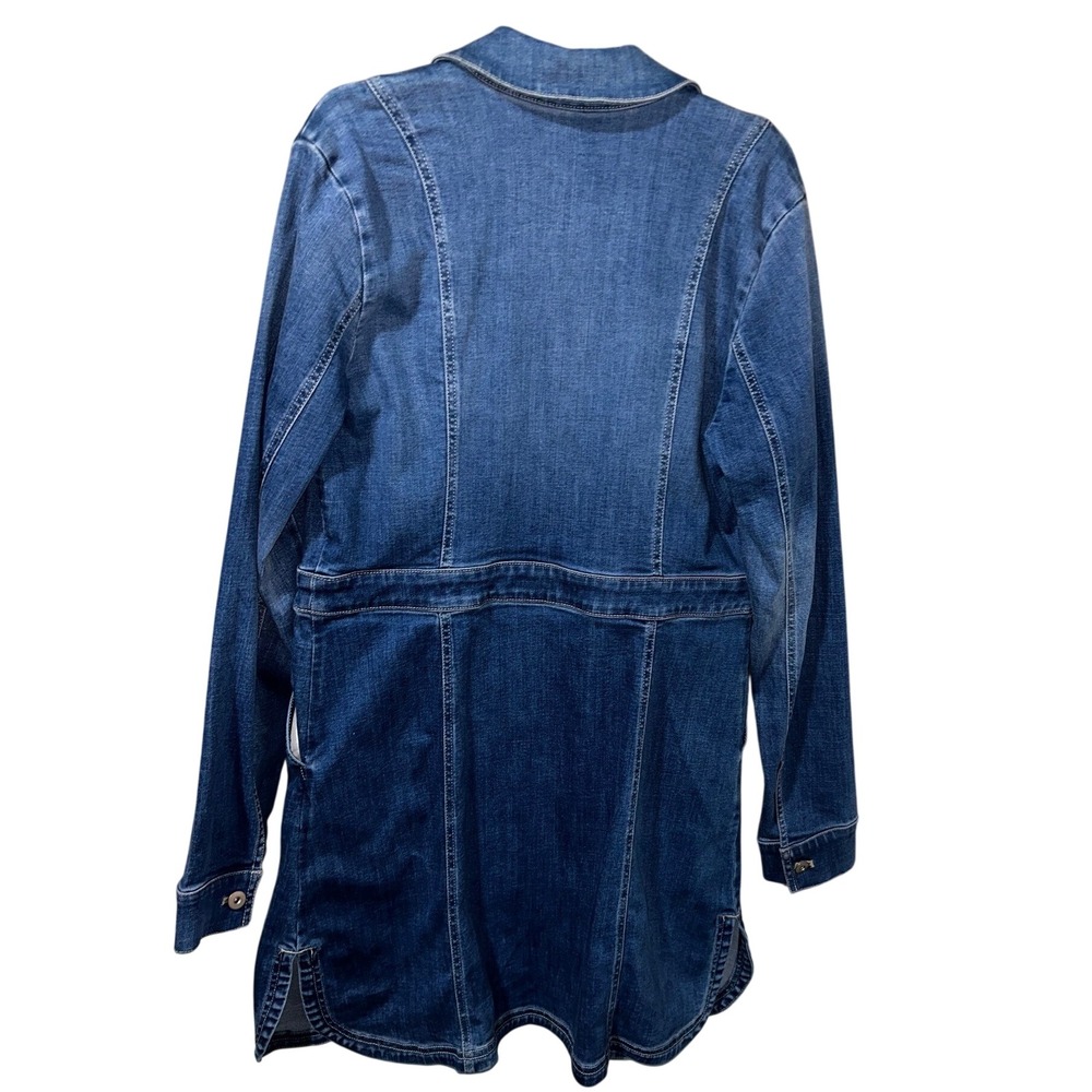 J.Jill Denim Duster Jean Dress Long Sleeve Medium Wash Blue Womens Small - Picture 6 of 8